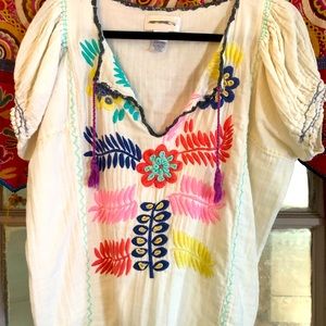 Corey Lynn Calter embroidered floral blouse size Large